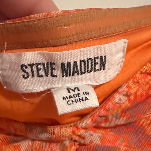 Orange Floral Ruched Puff Sleeve Top - Picture 2 of 3